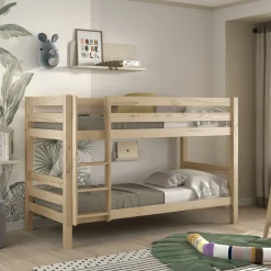 Lit superposé enfant en bois massif 90x200 cm - LT2041