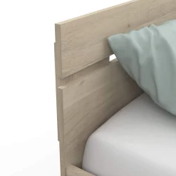 Lit tiroir avec niche de rangement en bois imitation chêne kronberg - LT202