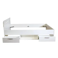 Lit tiroirs blanc perle