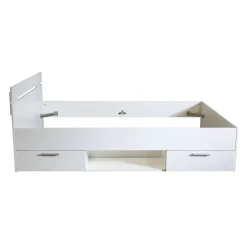 Lit tiroirs blanc perle