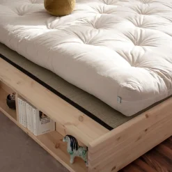 Lit ZIGGY en pin massif naturel avec multiples rangements + tatami