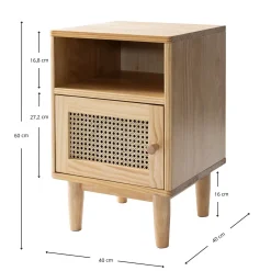 Lot de deux tables de chevet cannage en pin massif ANNA