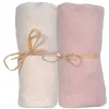 Lot de 2 Draps housse Jersey Bio P'tit Basile Ecru/Corail (70x140cm)