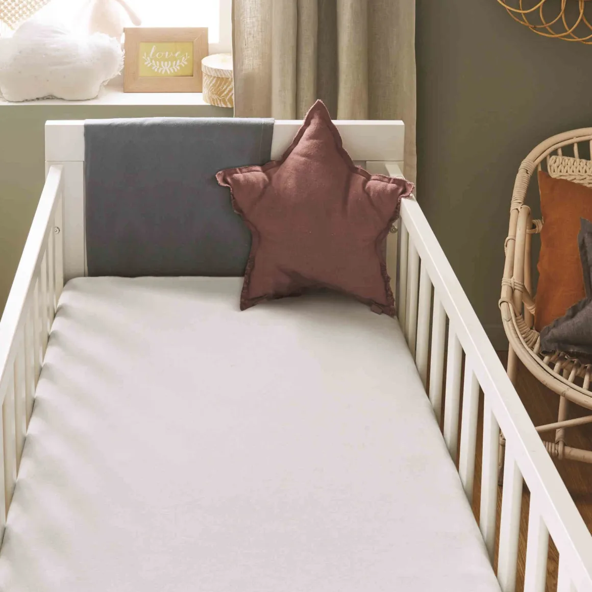 Lot de 2 draps housses bébé + alèses 2 en 1 coton imperméable blanc