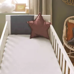 Lot de 2 draps housses bébé + alèses 2 en 1 coton imperméable blanc et gris