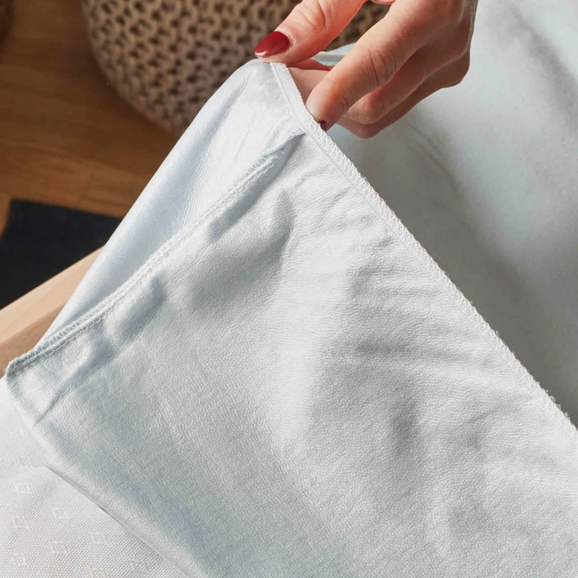 Lot de 2 draps housses bébé + alèses 2 en 1 coton imperméable gris
