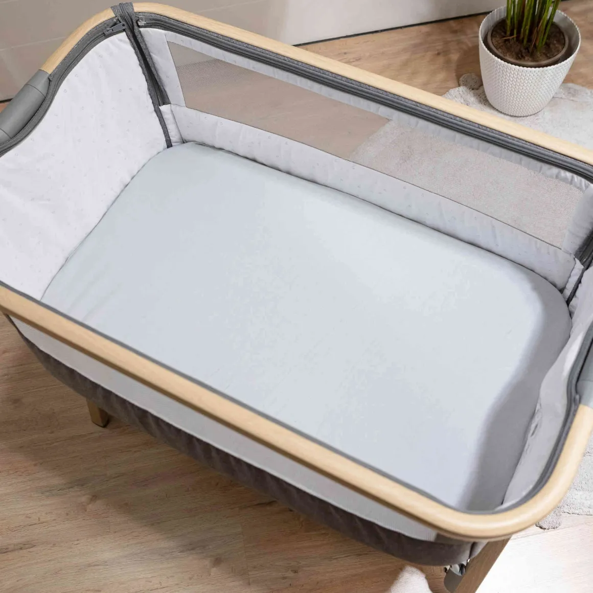 Lot de 2 draps housses bébé jersey bio blanc et taupe