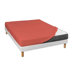 Lot de 2 draps housses jersey orange terracotta bonnet 30 cm