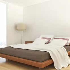Lot de 2 draps housses jersey taupe bonnet 30 cm 100% coton biologique