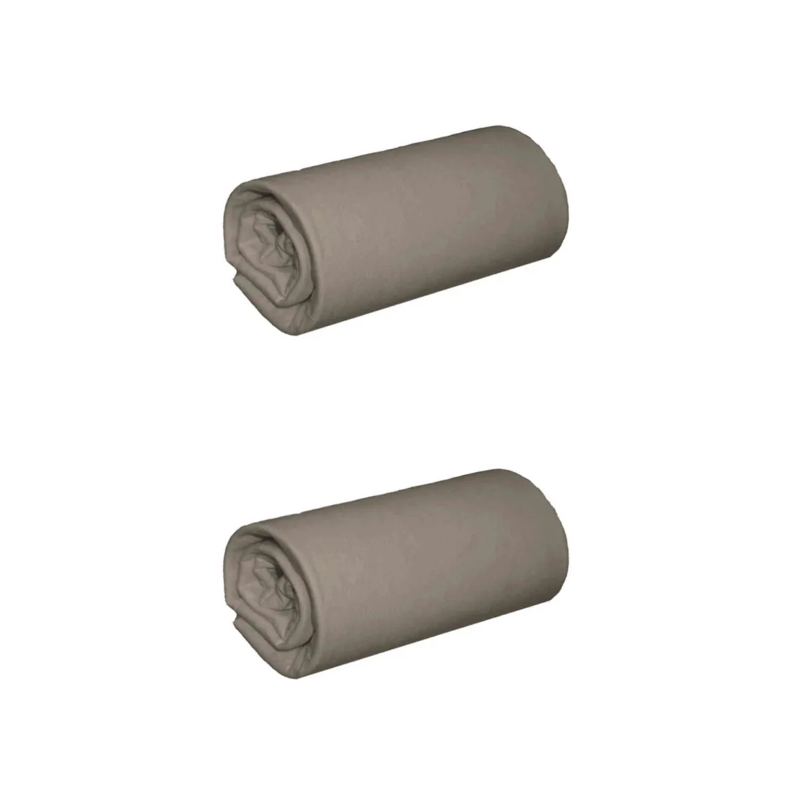 Lot de 2 draps housses jersey taupe bonnet 30 cm 100% coton biologique