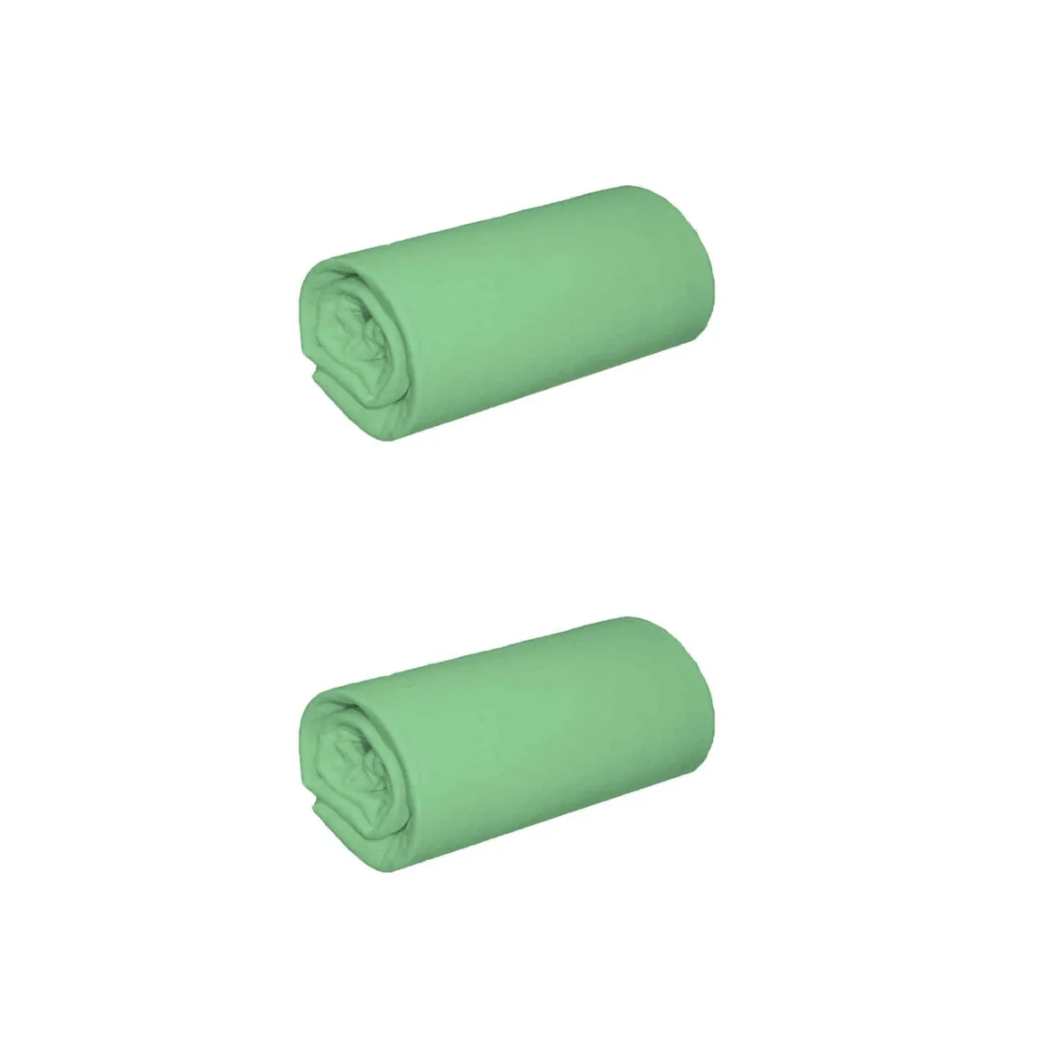 Lot de 2 draps housses jersey vert jade bonnet 30 cm 100% coton biologique