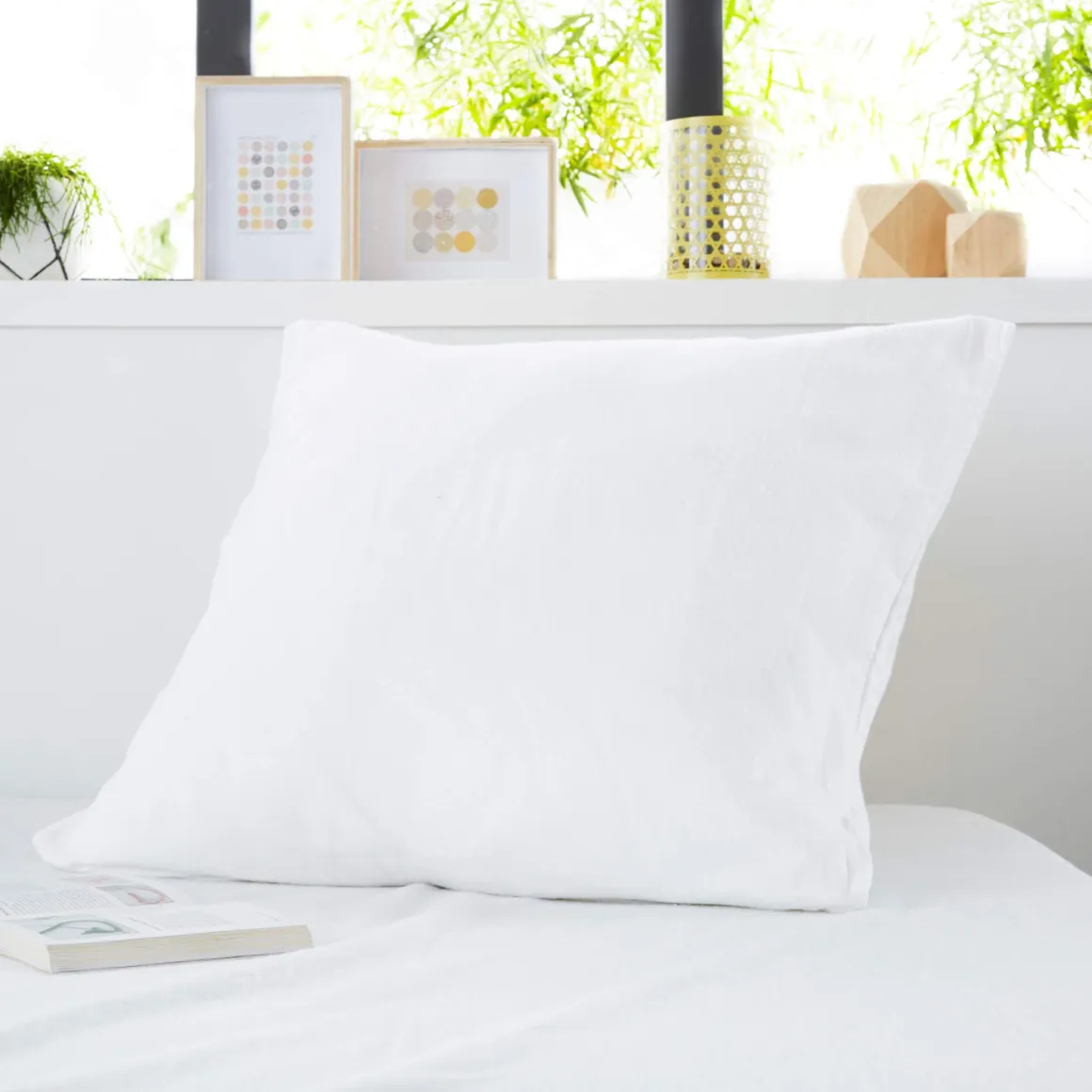 Lot de 2 protège oreillers molleton coton confortable et absorbant 65x65 cm