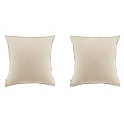 Lot de 2 taies d'oreiller flanelle beige