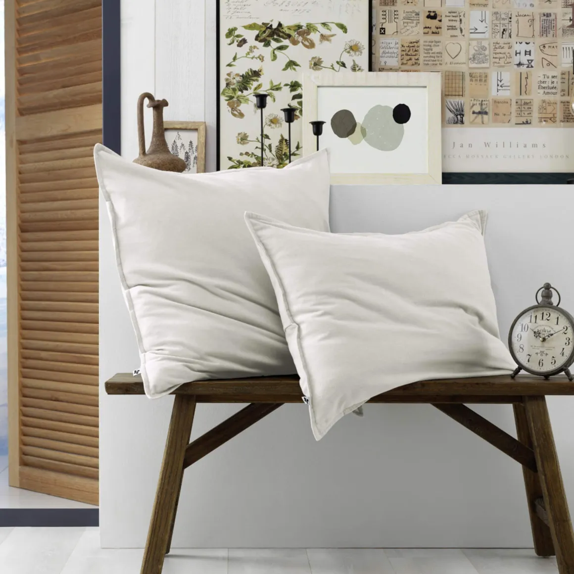 Lot de 2 taies d'oreiller flanelle blanc