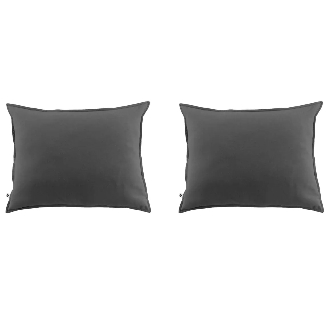 Lot de 2 taies d'oreiller flanelle anthracite