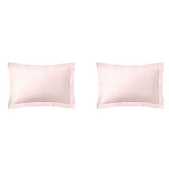 Lot de 2 taies d'oreiller rose aube 100% lin