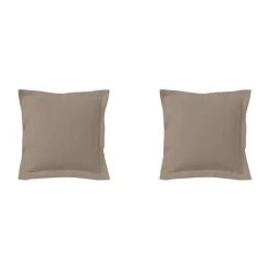 Lot de 2 taies d'oreillers biscuit 100% coton