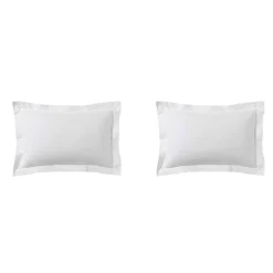 Lot de 2 taies d'oreillers blanc 100% coton biologique