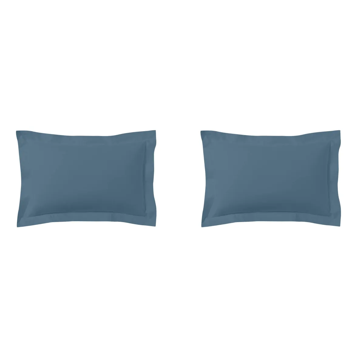 Lot de 2 taies d'oreillers bleu minéral 100% coton biologique