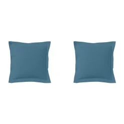 Lot de 2 taies d'oreillers bleu minéral 100% coton biologique