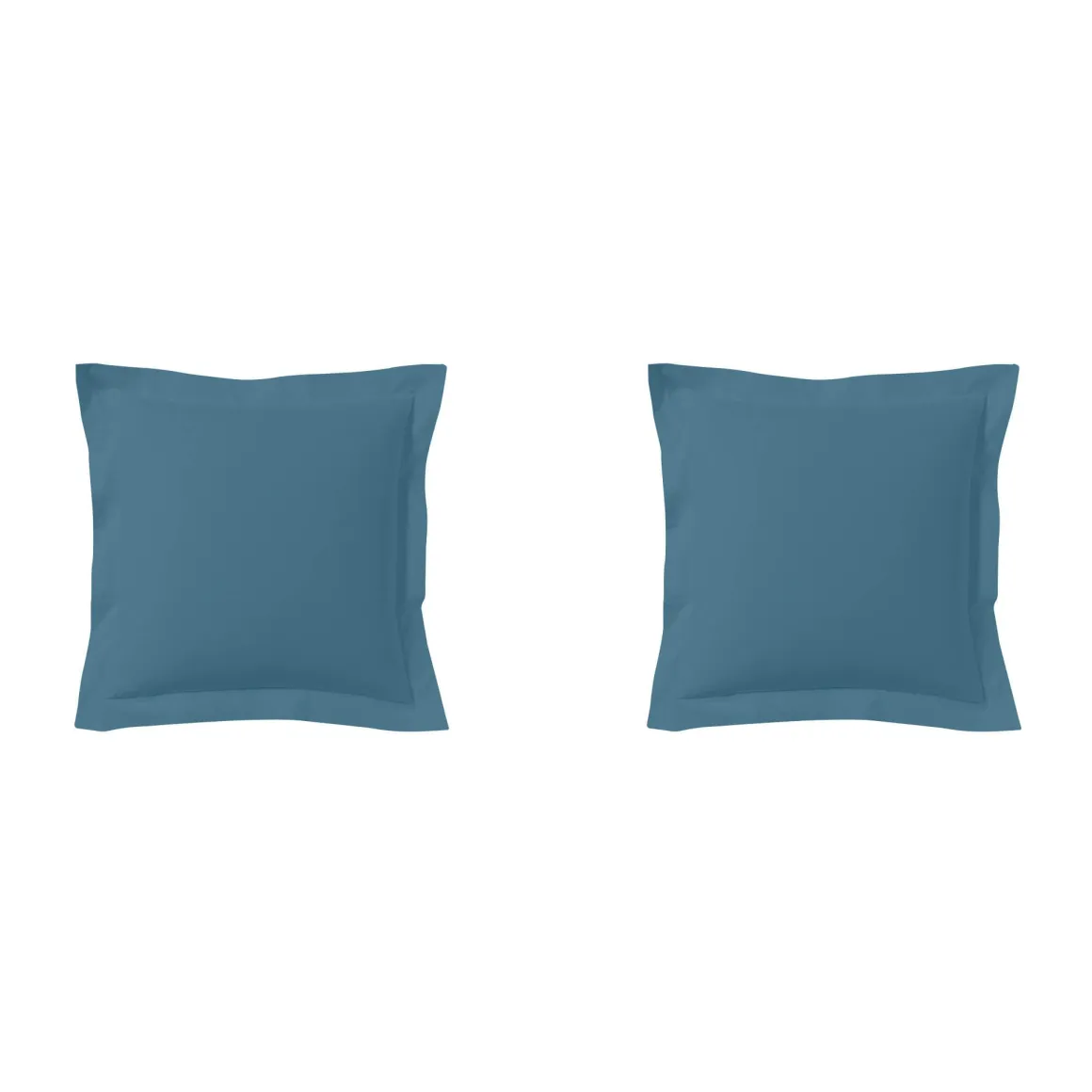 Lot de 2 taies d'oreillers bleu minéral 100% coton biologique