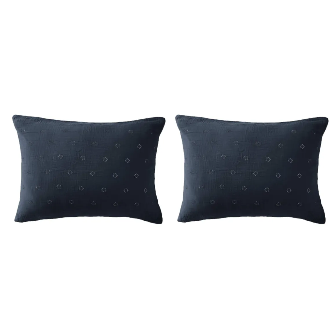 Lot de 2 taies d'oreillers brodées double gaze de coton