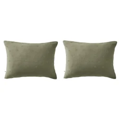 Lot de 2 taies d'oreillers brodées double gaze de coton