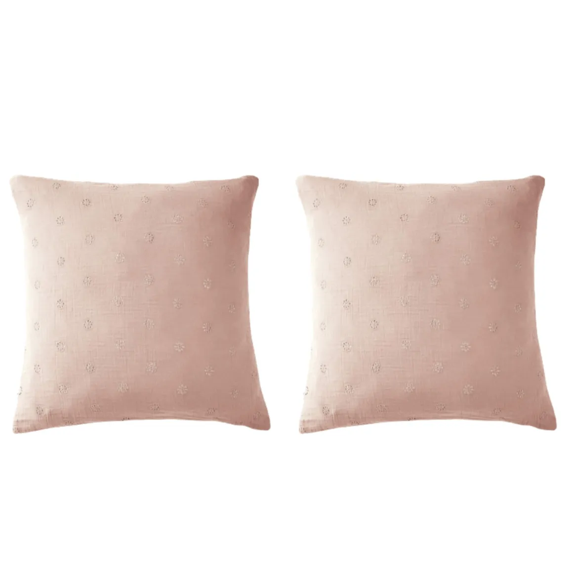 Lot de 2 taies d'oreillers brodées double gaze de coton