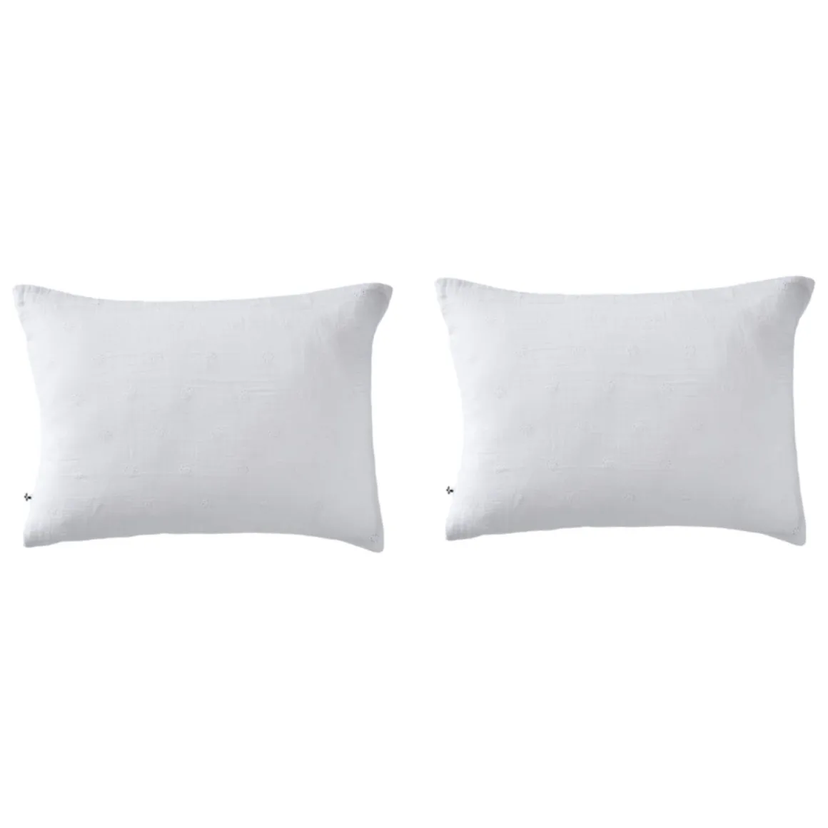 Lot de 2 taies d'oreillers brodées double gaze de coton