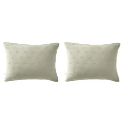 Lot de 2 taies d'oreillers brodées double gaze de coton