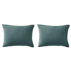 Lot de 2 taies d'oreillers brodées double gaze de coton