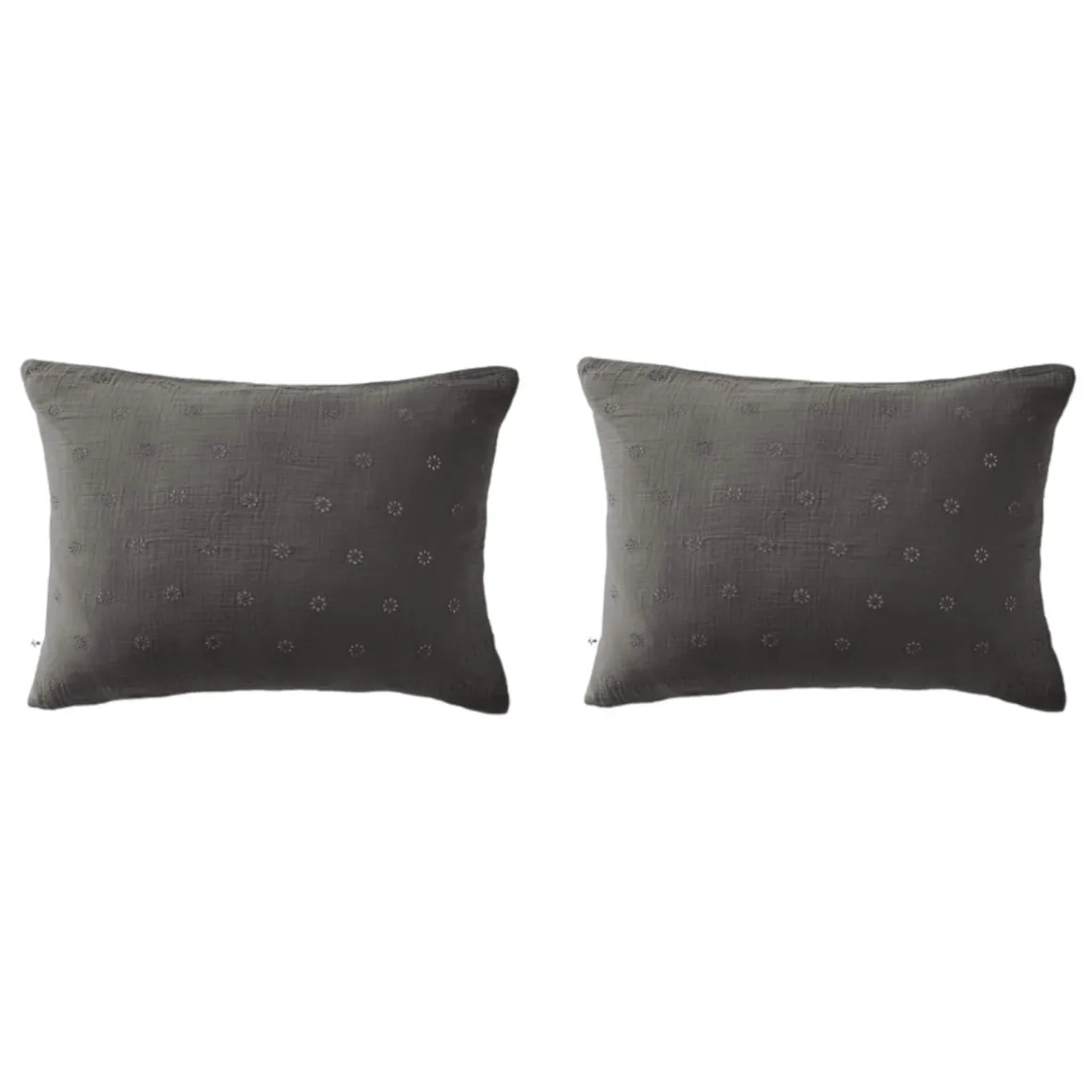 Lot de 2 taies d'oreillers brodées double gaze de coton