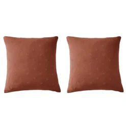 Lot de 2 taies d'oreillers brodées double gaze de coton