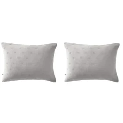 Lot de 2 taies d'oreillers brodées double gaze de coton