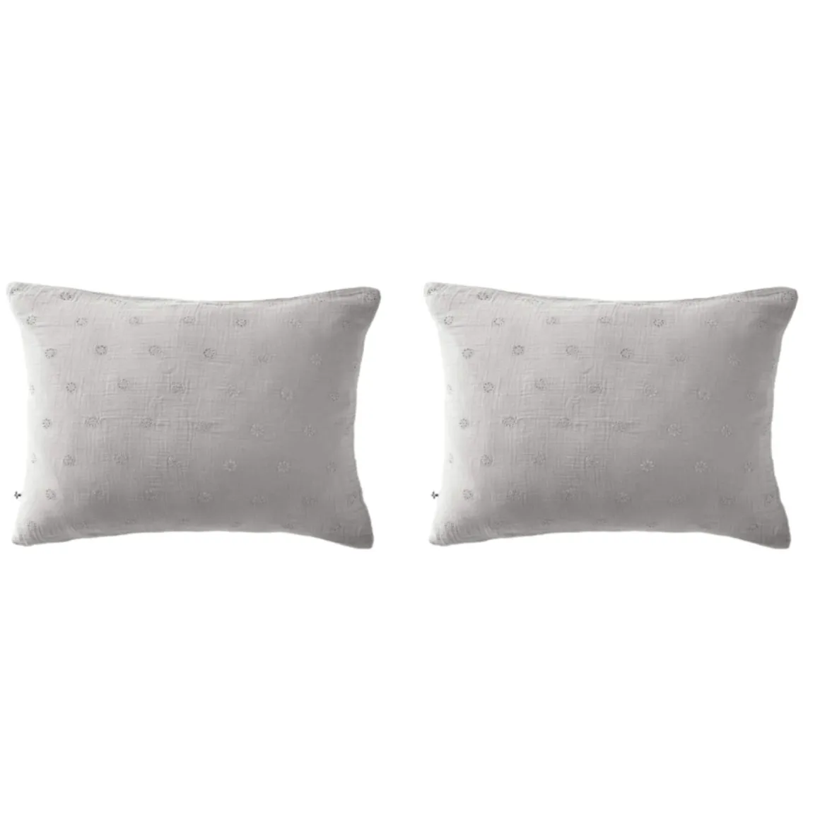 Lot de 2 taies d'oreillers brodées double gaze de coton