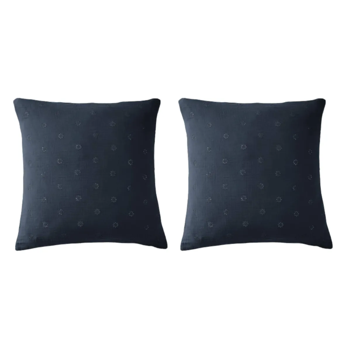 Lot de 2 taies d'oreillers brodées double gaze de coton