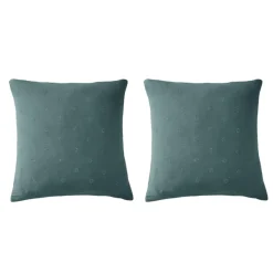 Lot de 2 taies d'oreillers brodées double gaze de coton