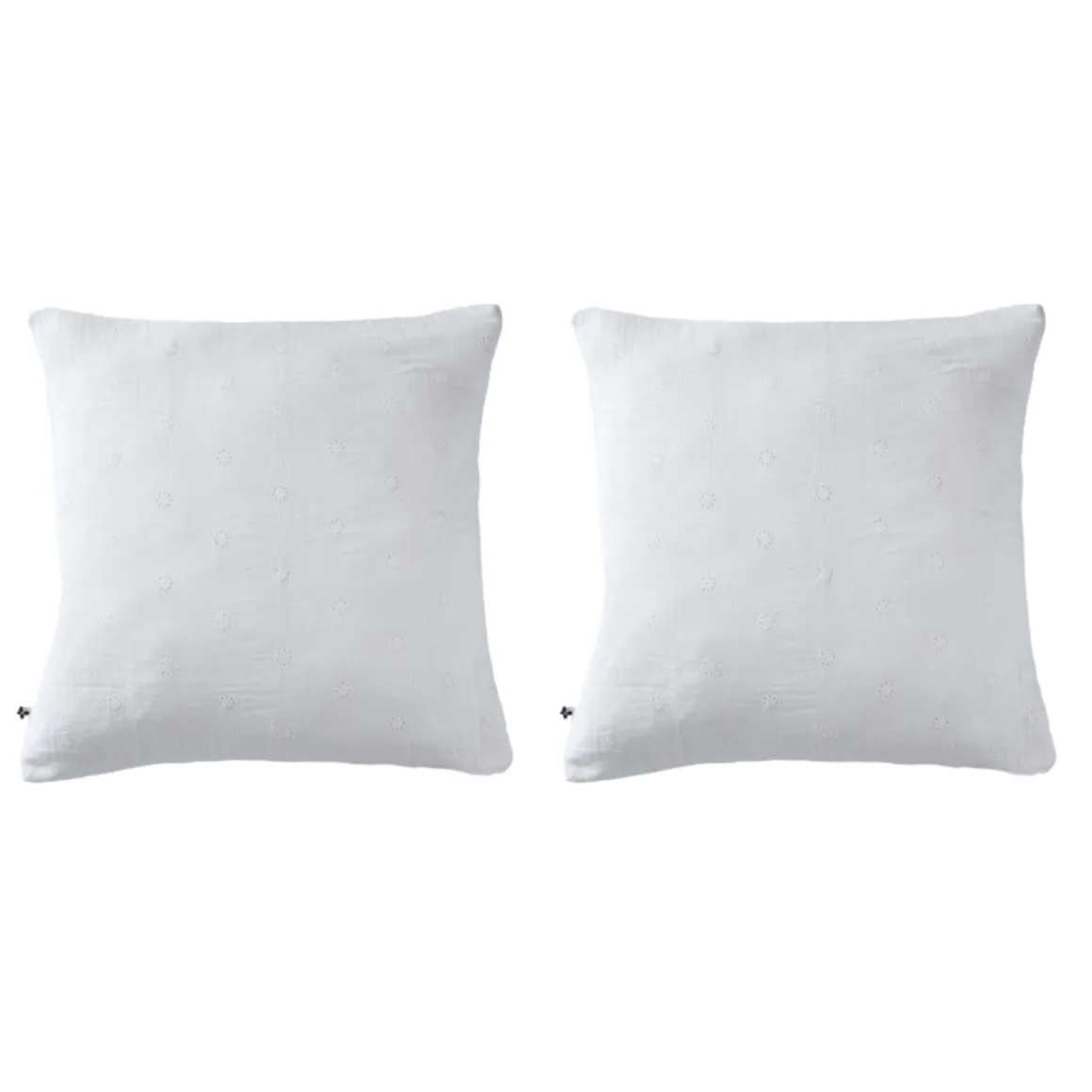 Lot de 2 taies d'oreillers brodées double gaze de coton