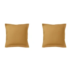 Lot de 2 taies d'oreillers curry 100% coton biologique