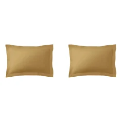Lot de 2 taies d'oreillers curry 100% coton biologique