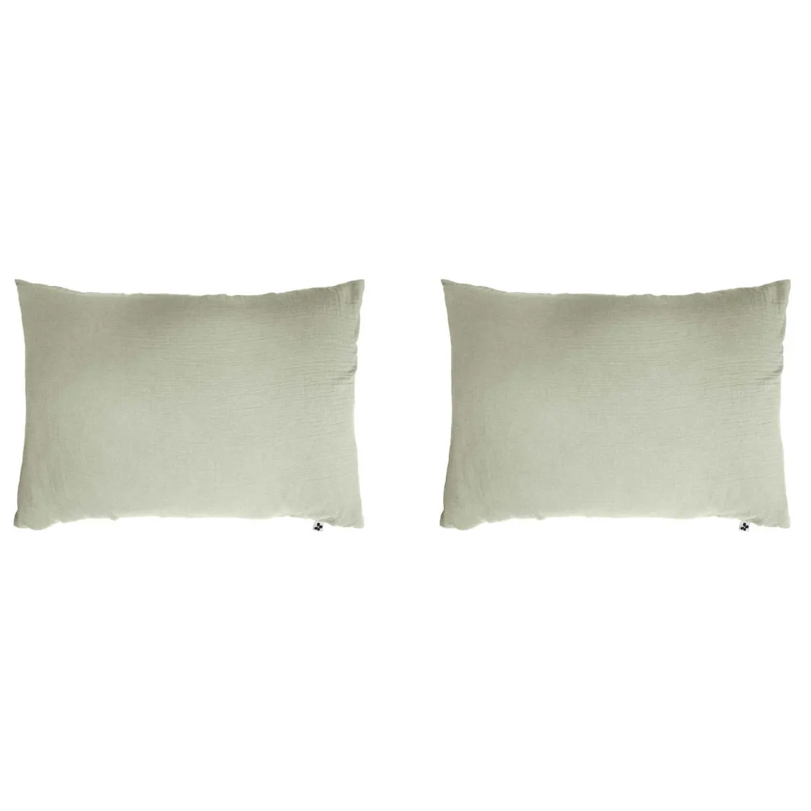 Lot de 2 taies d'oreillers double gaze de coton vert d'eau