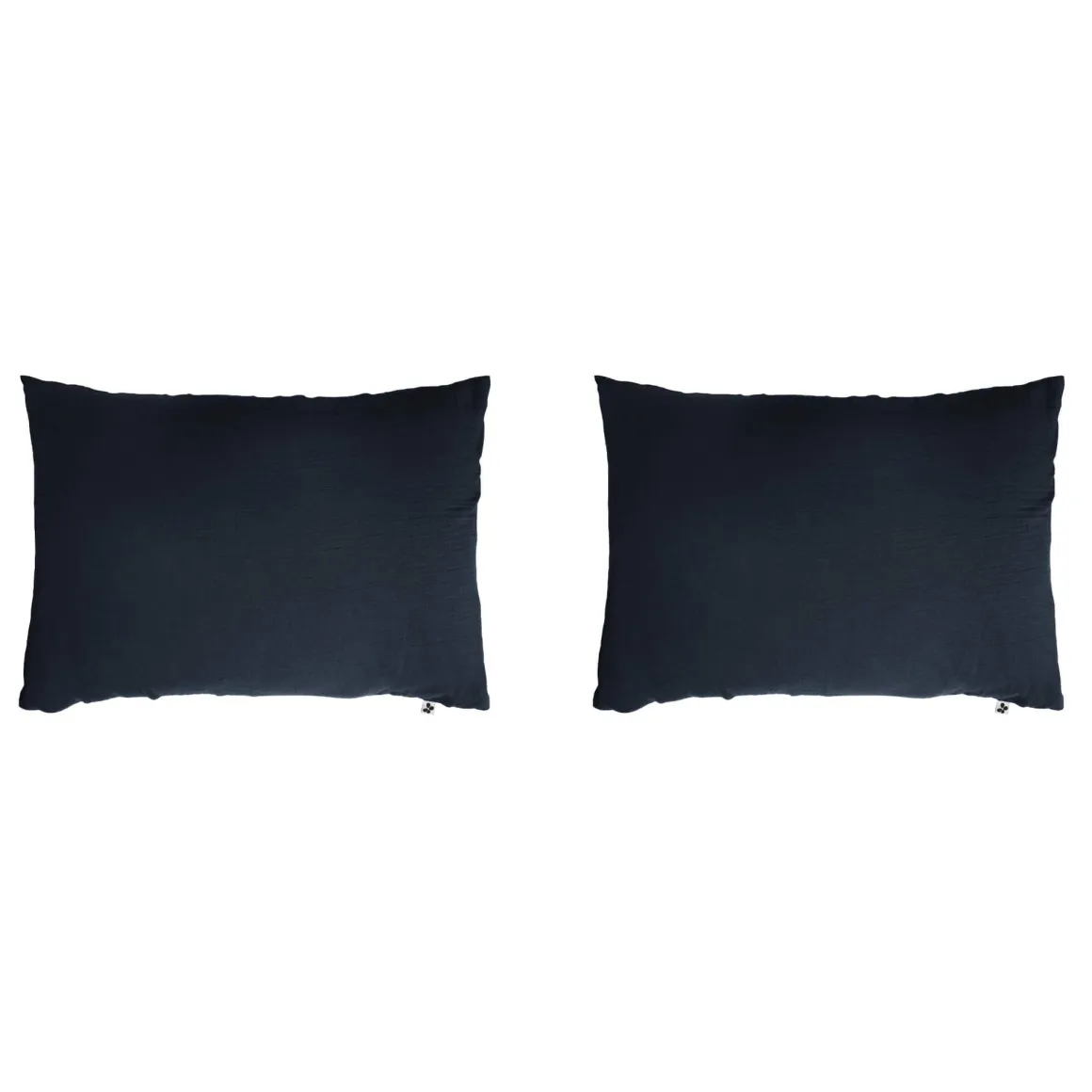 Lot de 2 taies d'oreillers double gaze de coton marine