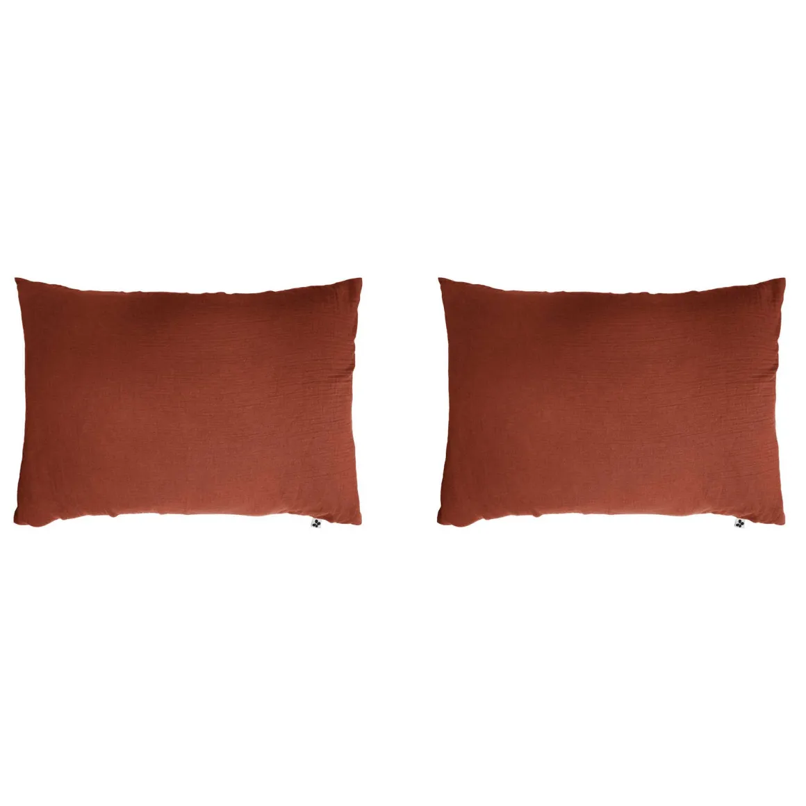 Lot de 2 taies d'oreillers double gaze de coton orange terracotta