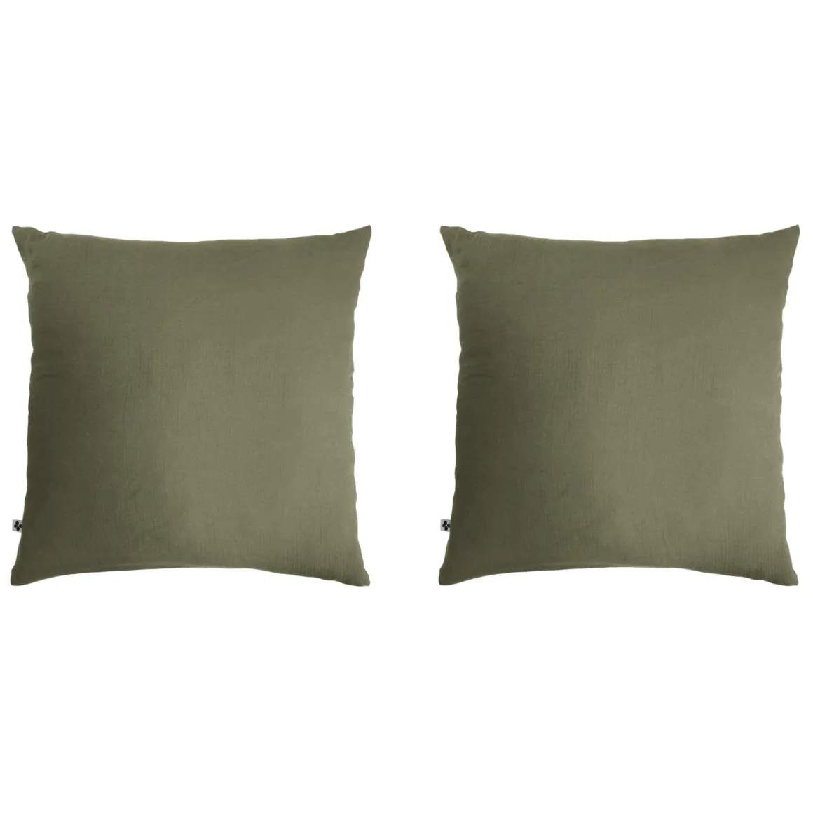 Lot de 2 taies d'oreillers double gaze de coton kaki