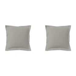 Lot de 2 taies d'oreillers gris mastic 100% coton