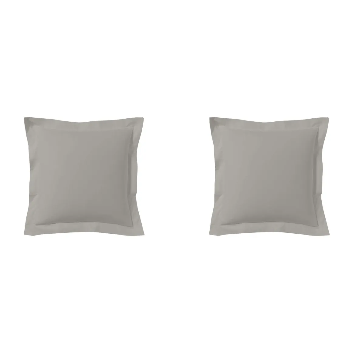 Lot de 2 taies d'oreillers gris mastic 100% coton