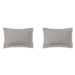 Lot de 2 taies d'oreillers gris mastic 100% coton