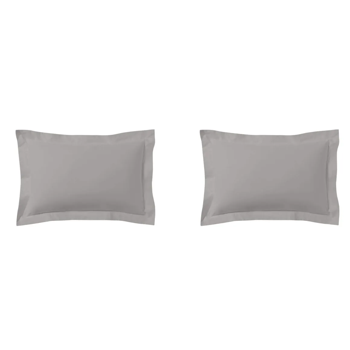 Lot de 2 taies d'oreillers gris mastic 100% coton
