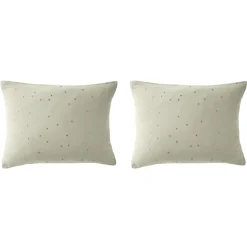 Lot de 2 taies d'oreillers à pois brodés double gaze de coton