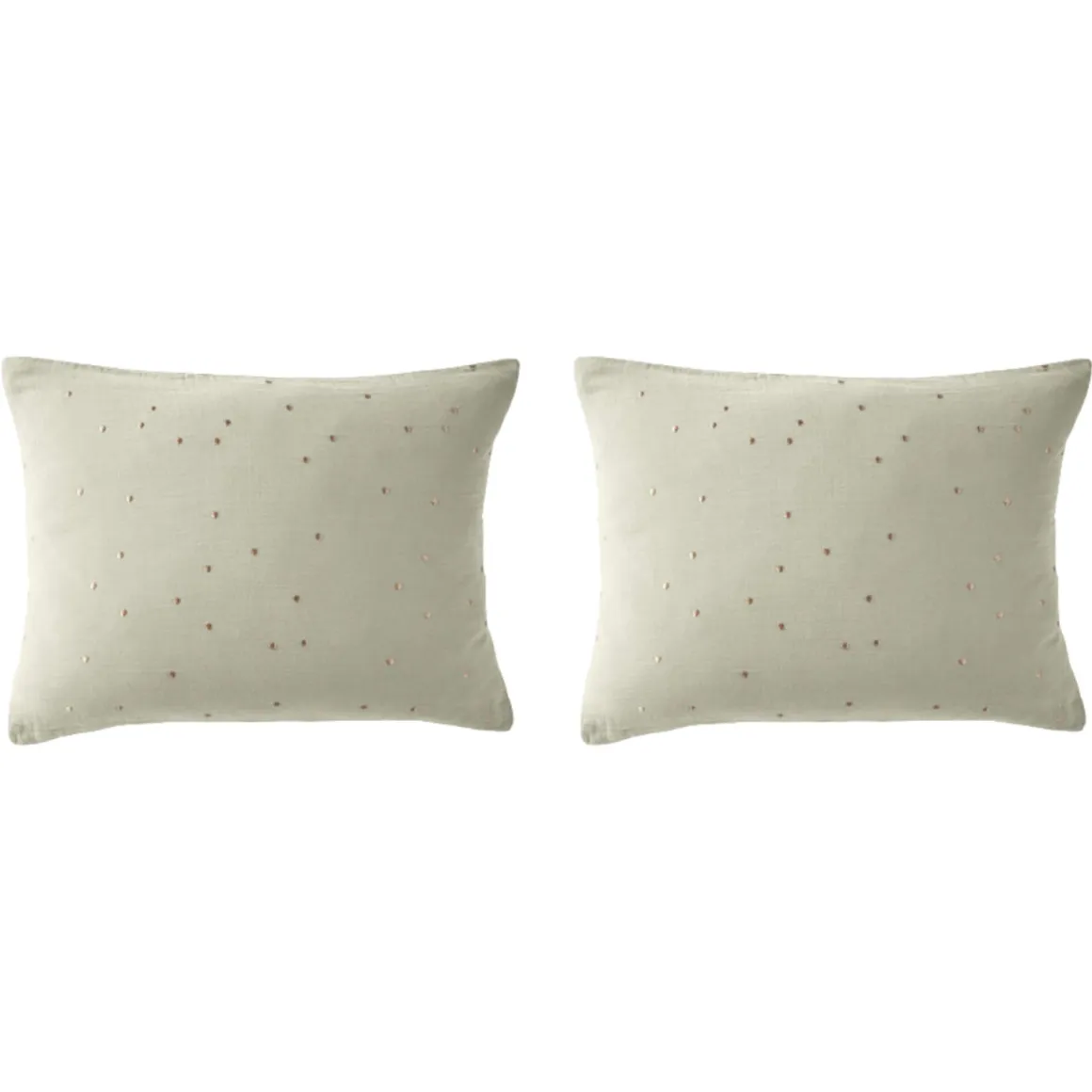 Lot de 2 taies d'oreillers à pois brodés double gaze de coton